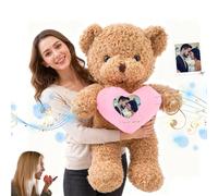 GOUFEISUN Custom Big Teddy Bear with Voice Recording 1.7 Ft to 4 Ft, Personalised Giant Teddy Bear Valentines day 20 inch to 48 inch Huge Bears with Heart as Personalised Gifts for Birthday Christmas