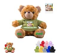 GOUFEISUN Custom Teddy Bear Stuffed Animal with Photo Text, Personalised Teddy Bear Plush Toys as Personalised Gifts for Women Men Couple on Anniversary Birthday Valentines Day Christmas, 8 inch
