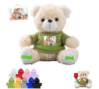 GOUFEISUN Custom Teddy Bear with Photo Text, Personalised Teddy Bear for Family Friends, Personalised Huggable Companion for Kids Adults on Valentines Day Birthday Christmas, 8 inch