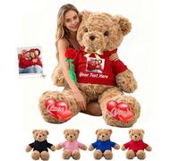 GOUFEISUN Personalised Giant Teddy Bear 1.7 Ft 20 inch to 4 Ft 48 inch, Custom Big Teddy Bear Stuffed Animal Plush with Photo Text as Personalised Gifts for Her Him on Birthday Valentines Christmas