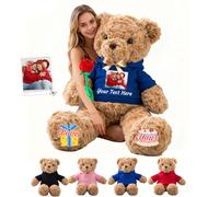 GOUFEISUN Personalised Giant Teddy Bear 1.7 Ft 20 inch to 4 Ft 48 inch, Custom Big Teddy Bear Stuffed Animal Plush with Photo Text as Personalised Gifts for Her Him on Birthday Valentines Christmas