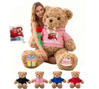 GOUFEISUN Personalised Giant Teddy Bear 1.7 Ft 20 inch to 4 Ft 48 inch, Custom Big Teddy Bear Stuffed Animal Plush with Photo Text as Personalised Gifts for Her Him on Birthday Valentines Christmas