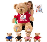 GOUFEISUN Personalised Giant Teddy Bear 20 inch to 48 inch, 1.7 Ft to 4 Ft Custom Big Teddy Bear Stuffed Animal with Photo Text as Personalised Gifts for Her Him on Christmas Birthday Valentines Day