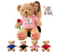 GOUFEISUN Personalised Giant Teddy Bear 20 inch to 48 inch, 1.7 Ft to 4 Ft Custom Big Teddy Bear Stuffed Animal with Photo Text as Personalised Gifts for Her Him on Christmas Birthday Valentines Day