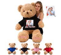 GOUFEISUN Personalised Giant Teddy Bear 20 inch to 48 inch, 1.7 Ft to 4 Ft Custom Big Teddy Bear Stuffed Animal with Photo Text as Personalised Gifts for Her Him on Christmas Birthday Valentines Day