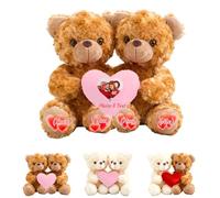 GOUFEISUN Personalised Teddy Bear with Heart, Custom Valentines Teddy Bear with Photo Name I Love You Hugging Bears as Personalised Valentine Gifts for Men Women 2Pcs, 8inch