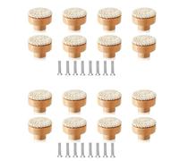 Goufride 16PCS Boho Rattan Dresser Knobs Wood Drawer Knobs Handmade Woven Wicker Knobs Pull Handle for Cabinet Home Decor