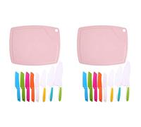 Goufride 18 Pieces Kids Cooking Set, Plastic Children's Safe Cooking Chef Knives and Cutting Board, Kids Fruit Salad Knives