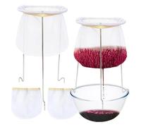 Goufride 2 Pack Strainer Stand,Strainer Stand with 4 Reusable Staining Bags,Reusable Food Filter Bag Jelly Bags for Juice