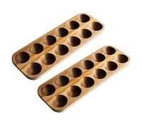 Goufride 2X 12 Holes Japanese Style Wooden Double Row Egg Storage Box Home Organizer Rack Eggs Holder Kitchen Decor Accessories