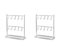 Goufride 2X Tabletop Iron Jewelry Jewelry Earring Hanger Necklace Ring Earring Earring Shelf Display Shelf Porch Key Rack White