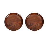 Goufride 2X Tableware Household Smooth Wooden Bread Dish Tray Kitchen Utensils Seasoning Plate Round