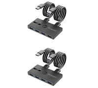 Goufride 2X USB 3.0 Switch 2 in 4 Out KVM Docking Station Printer Sharing Device Monitor Adapter KVM Converter
