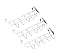 Goufride 3X 5 Hooks Over Door Home Bathroom Kitchen Coat Towel Loop Hanger Rack Holder Shelf,Silver