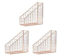 Goufride 3X Rose Gold Electroplated Iron Book Holder Desktop Shelf File Magazine Book Stand Office Home Stationery Holder