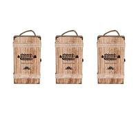Goufride 3X Vintage Wood 2 Red Wine Bottle Box Carrier Crate Case Storage Carrying Display Holder Birthday Party