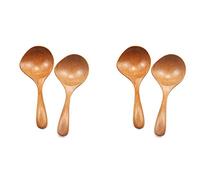 Goufride 4 Pcs Wooden Soup Ladle Long Handle Large Spoon Wood Scoop Kitchen Serving Spoon Rice Soup for Snacks,Fruit,Mixing Scoop