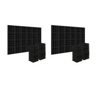 Goufride 48Pcs 25X25X5Cm Studio Acoustic Soundproof Foam Pyramid Noise Insulation Sound Absorption Treatment Panels Black