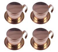 Goufride 4X Stainless Steel Vietnamese Coffee Filter Single Cup Vietnam Hand Punch Pot Drip Filter Coffee Pot Rose Gold