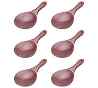 Goufride 6X Teak Wood Spoon Natural Solid Wood Rice Spoon Wooden Rice Paddle Serving Spoon Wooden Kitchen Utensils