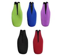 Goufride Beer Bottle Insulator Sleeve Keep Drink Cold,Zip-Up Bottle Jackets,Beer Bottle Cooler Sleeves,Neoprene Cover,5pcs
