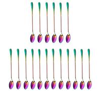 Goufride Coffee Teaspoons, Set of 18 Rainbow Color Coffee Spoon Long-Handle Ice Cream Desert Cocktail Stir Spoons Mixing Spoon