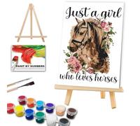 GOUGOUFAFA Horse Paint by Numbers for Adults with Framed Canvas & Easel | Animal Adult Painting by Number Kit on Canvas, DIY Horse Acrylic Oil Painting Kit with Brushes for Home Wall Decor 8x12Inch