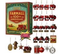 GOUHIDAMAI 2025 Tractor 100th Anniversary Advent Calendar, 24 Days Christmas Countdown Calendar Advent Calendars for Tractor Contains 24 Tractor Pendant for Children Men Farm Tractor Lovers