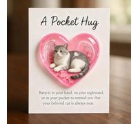 GOUHIDAMAI Cat Memorial Pocket Hug, Positive Emotional Support Heart-Shaped Charm Keepsake Figurines Thoughtful Animal Support Gifts for Cat Lovers & Grieving Cat Owners