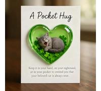 GOUHIDAMAI Cat Memorial Pocket Hug, Positive Emotional Support Heart-Shaped Charm Keepsake Figurines Thoughtful Animal Support Gifts for Cat Lovers & Grieving Cat Owners