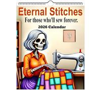GOUHIDAMAI Eternal Stitches Calendar 2026, Funny Quilting & Sewing Wall Calendar with Skeleton Humor Design, 12-Month Sewing Gift for Quilters, Sewers & Fabric Lovers, Unique Dark Humor Studio Decor