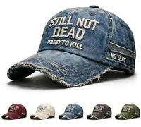 GOUHIDAMAI Still Not Dead Cap Hard to Kill Hat, Funny Embroidered Still Not Dead Cap Hard to Kill Humorous Baseball Cap Vintage Distressed Dad Hat Blue