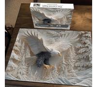 GOUHIDAMAI The Carved Eagle Jigsaw Puzzle 1000 Pieces, Majestic Bald Eagle Puzzle Game in Monochrome Forest Art, Challenging Bald Eagle Puzzles Game, Artistic Wildlife Design for Family Activity