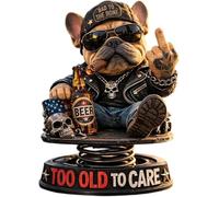 GOUHIDAMAI Too Old To Care Dashboard Bobblehead, Easy Placement & Stability, Funny Resin Nodding Head Dog Ornament, Tough Bulldog Bobble Head Figures for Car Dashboard