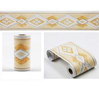 GouieRylin Peel and Stick Wallpaper Border Self-Adhesive Wall Border Sticker Home Ceiling Decorative Border for Bathroom Living Room Kitchen Yellow European 10cm X 900cm