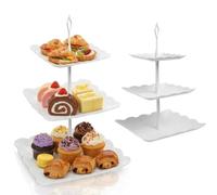 Goujfol 3 Tiers Cake Stand,2-Pack White Afternoon Tea Stands,Dessert Display Stand, For Wedding, Birthday, Graduation, Afternoon Tea Party