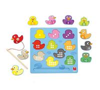 Goula Magnetic Ducks Puzzle - 10Pc Kids Fishing Puzzle, Hook a Duck Wooden Puzzle Game for Children with Magnetic Patches & Fishing Rod- Learn Colours, Numbers & Develop Fine Motor Skills - 2 Years +