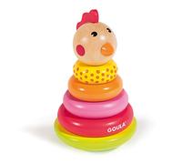 Goula Pile Up Hen - Grab & Stack Toy, Ring Stacking Game for Young Children - Develop Fine Motor Skills, Hand Eye Coordination & Independent Learning - Watch the Wooden Toy Wobble - Ages 18 Months +