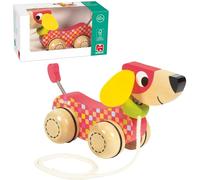 Goula Pull Along Dog - Cute Cause & Effect Wooden Toy for Young Children | Encourage Hand Eye Coordination & Fine Motor Skills - Adorable, Engaging & Interactive Toy for Kids Age 12 Months Plus