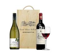 Goulaine Personalised French Classic Red & White Wine Gift Set Collection - Sauvignon Blanc & Château Mondet Bordeaux (2 x 75cl) | Premium French Wine Duo in Double Wooden Gift Box