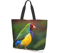 Gouldian Finch Bird Tote Bag Large Casual Women Shoulder Handbags Reusable Grocery Bags for Work Shopping Travel Beach