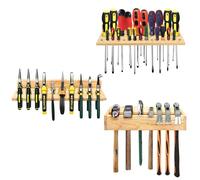 Goumthe 3 Pack Wall Tool Organizer Tool Rack,Screwdriver Organizer Wall Mounted Screwdriver Rack Wooden Plier Holder Hammer Rack Tool Trays Tool Storage Organisers for Garage Workshop