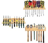 Goumthe 3 Pack Wall Tool Organizer Tool Rack, Screwdriver Organizer Wall Mounted Screwdriver Rack Wooden Plier Holder Hammer Rack Tool Trays Tool Storage Organisers for Garage Workshop