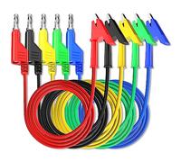 Goupchn 5PCS Test Leads 4mm Stackable Banana Plug to Crocodile Alligator Clips Flexible Cable Wire 3.3ft/1m for Multimeter Electrical Testing