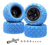 GOUPRC 12mm Hex RC Wheel Tires Set, 3.26 * 1.67 Inches 4PCS Swamp Claw Mud Terrain Tires Accessories for 1/14 1/16 RC Car Crawler Buggy Truck Blue