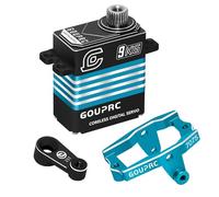 GOUPRC All Metal Coreless Motor Servo 9kg Waterproof High Torque Micro Servo with Servo Mount Bracket and Arm for 1/18 TRX4M Servo RC Car Upgrade Parts (Blue)