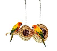 Gourd Shape Bird Nests, Hangable Woven Hut, Hook Mounted Bird House, Nesting Shelter for Parakeet Conure Cockatiel Canaries Lovebirds Enrichment Play Resting Space 12.99x5.9in