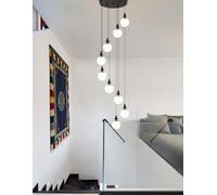 Gourd Shape Lights Modern Staircase Chandelier Minimalist Pendant Light For High Ceiling Living Room Duplex Villa High Ceiling Variable-lighting Daylight, White Light, Yellow(Size:9 BALLS,Color:BLACK)