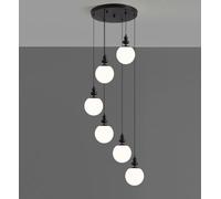 Gourd Shape Lights Modern Staircase Chandelier Minimalist Pendant Light For High Ceiling Living Room Duplex Villa High Ceiling Variable-lighting Daylight, White Light, Yellow(Size:6 BALLS,Color:BLACK)
