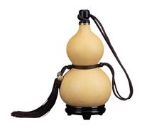 Gourd Water Bottle, Retro Gourd Water Gourd Bee-waxed Leakproof Drinking Chinese Gourd Water Bottle Portable Natural Bottle Gourd Chinese Design for Water Wine and Home Decor